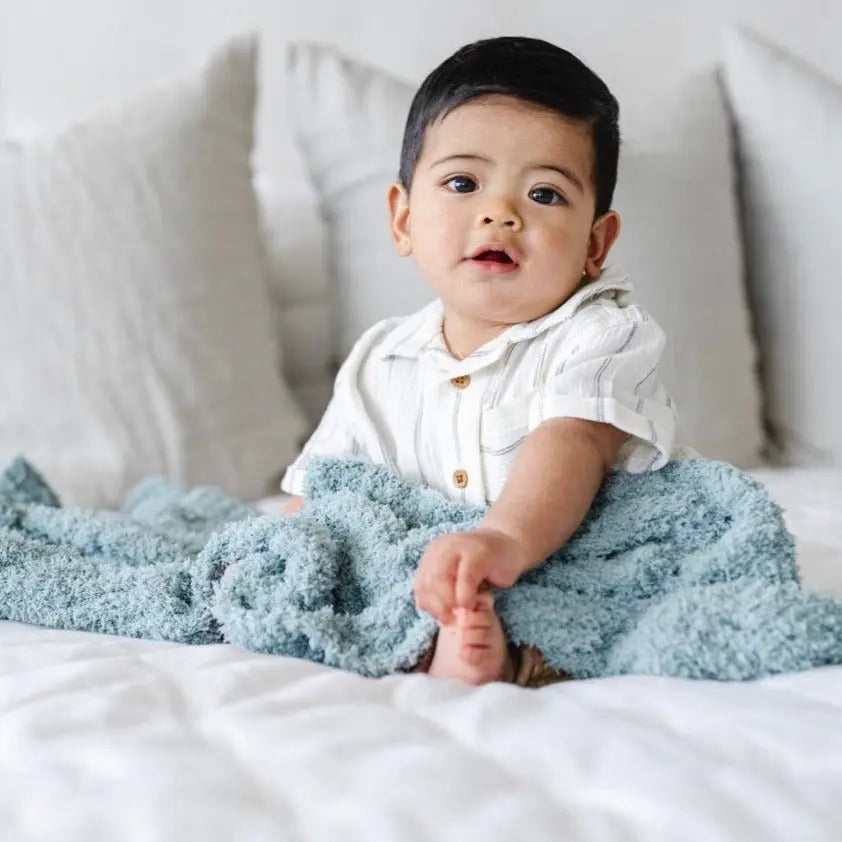 Ribbed Bamboni Receiving Blanket Soft Cozy Baby Blanket Saranoni Everetts Place Boutique