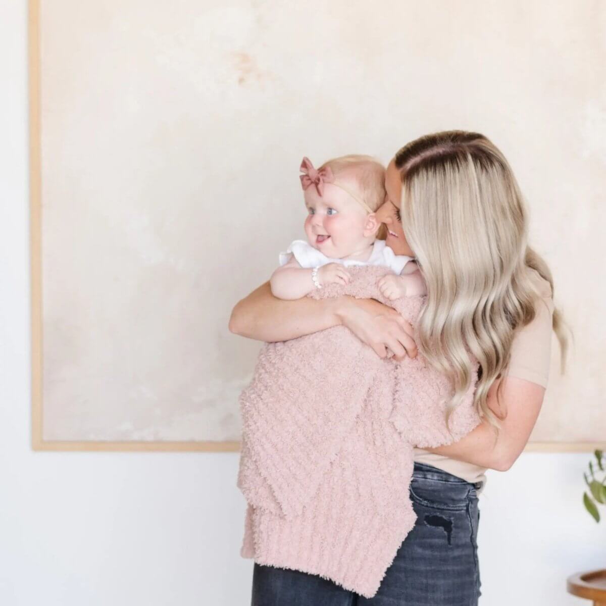 Ribbed Bamboni Receiving Blanket Soft Cozy Baby Blanket - Everetts Place Boutique - 