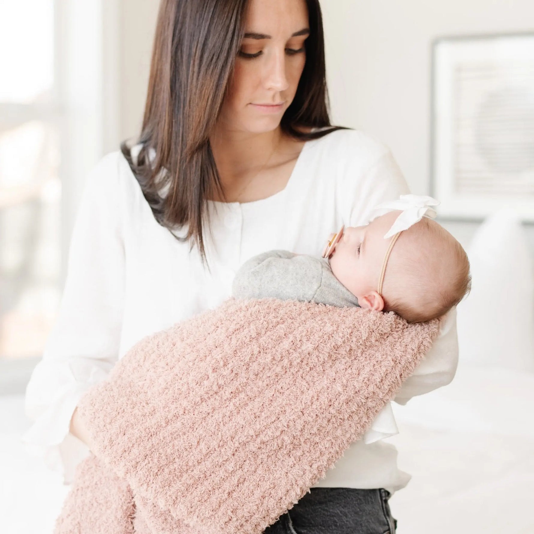 Ribbed Bamboni Receiving Blanket Soft Cozy Baby Blanket Saranoni Everetts Place Boutique