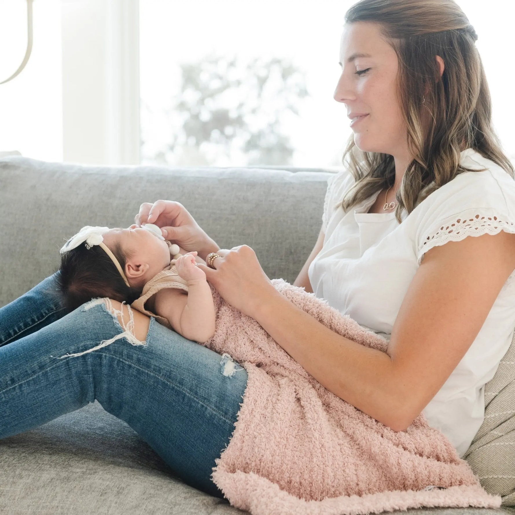 Ribbed Bamboni Receiving Blanket Soft Cozy Baby Blanket Saranoni Everetts Place Boutique