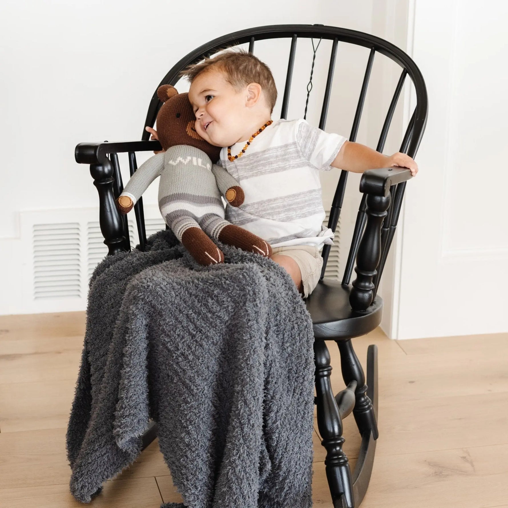 Ribbed Bamboni Receiving Blanket Soft Cozy Baby Blanket Saranoni Everetts Place Boutique 55.00