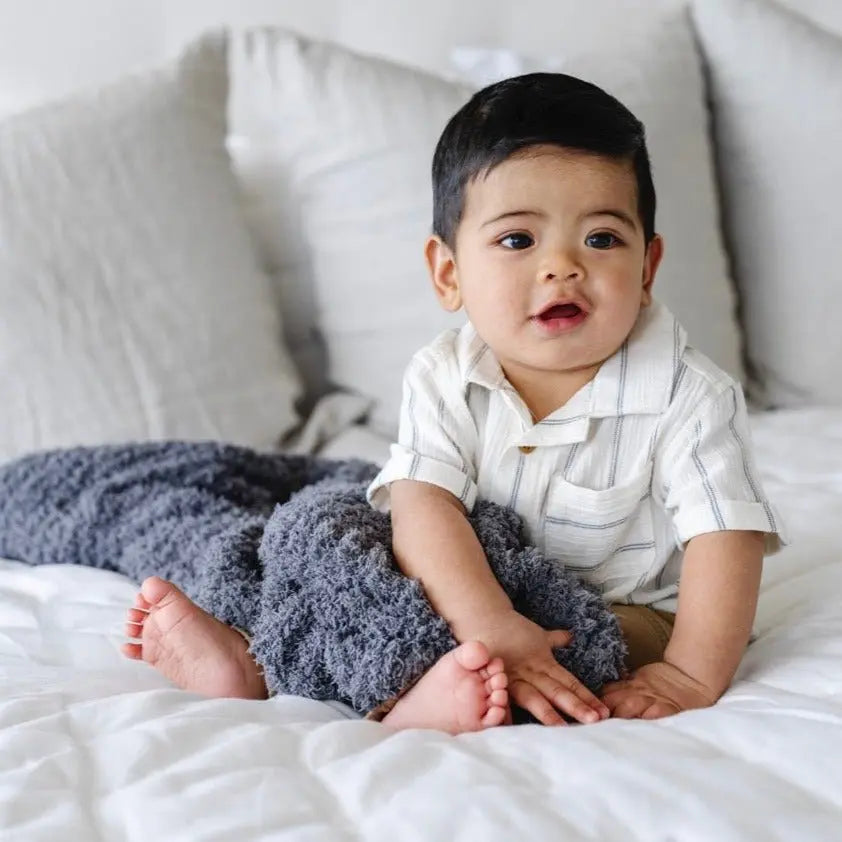 Ribbed Bamboni Receiving Blanket Soft Cozy Baby Blanket Saranoni Everetts Place Boutique