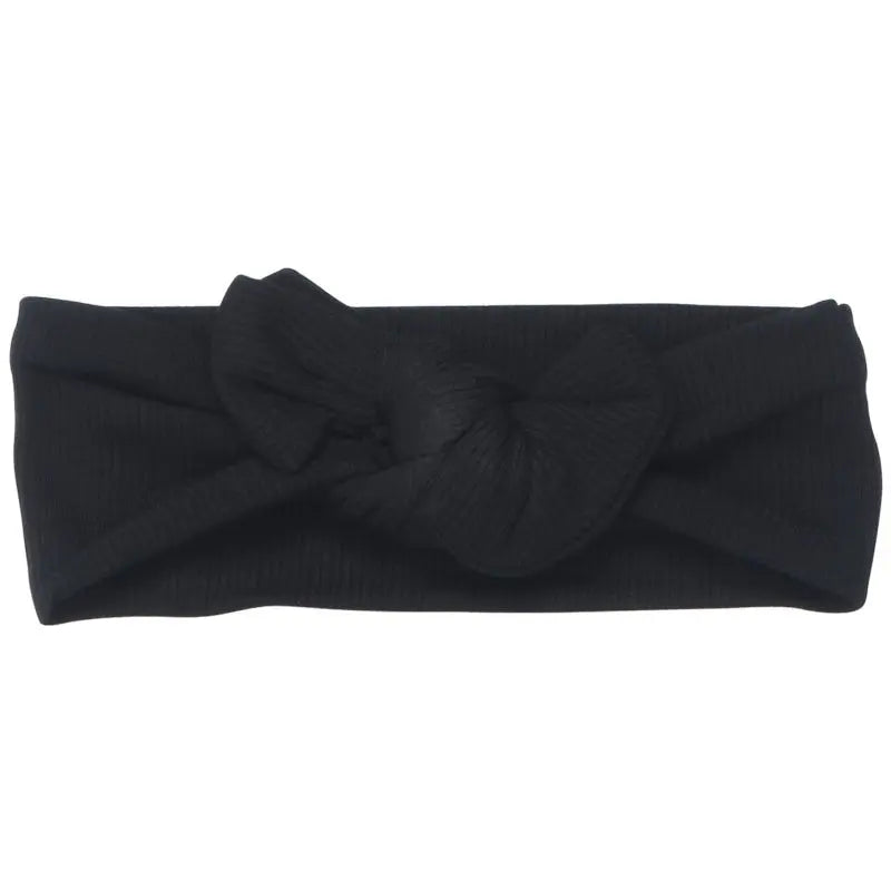 Three Little Tots Ribbed Black Knotted Headband - 