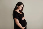 Three Little Tots Ribbed Black Labor and Delivery Nursing Hospital Gown - 
