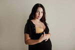 Three Little Tots Ribbed Black Labor and Delivery Nursing Hospital Gown - 