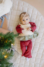 Little Joy Co. Ribbed Cotton Flared Leggings - Red Valentine's Coordinating - Everetts Place Boutique - 