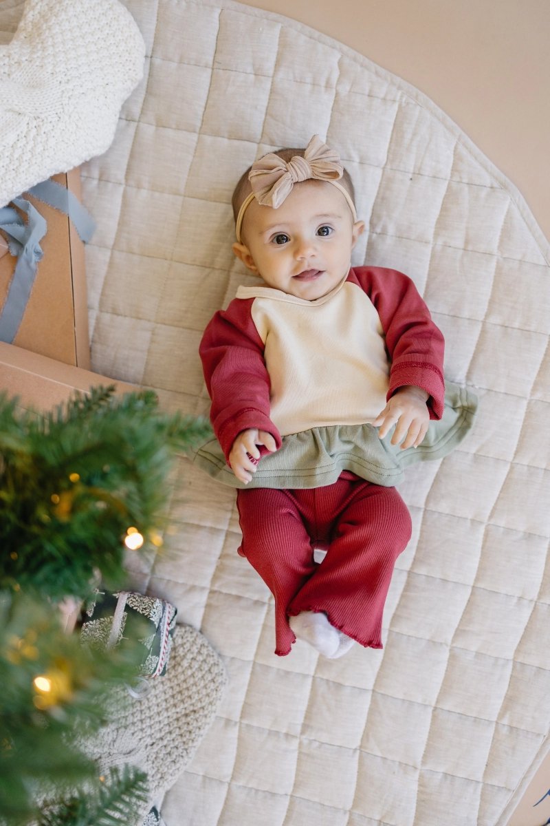 Little Joy Co. Ribbed Cotton Flared Leggings - Red Valentine's Coordinating - Everetts Place Boutique - 
