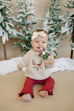 Ribbed Cotton Flared Leggings - Red Valentine's Coordinating Little Joy Co. Everetts Place Boutique