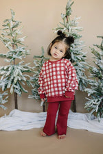 Little Joy Co. Ribbed Cotton Flared Leggings - Red Valentine's Coordinating - Everetts Place Boutique - 