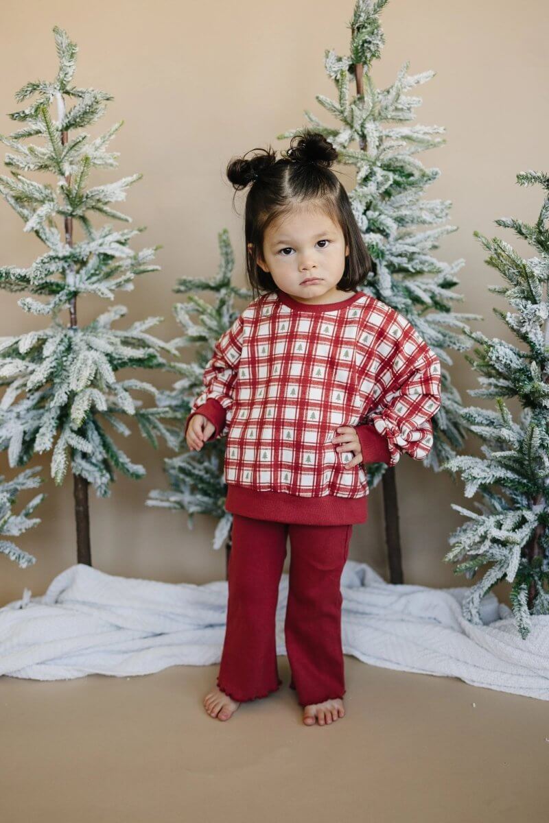 Little Joy Co. Ribbed Cotton Flared Leggings - Red Valentine's Coordinating - Everetts Place Boutique - 