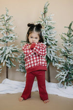 Little Joy Co. Ribbed Cotton Flared Leggings - Red Valentine's Coordinating - Everetts Place Boutique - 