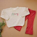 Little Joy Co. Ribbed Cotton Flared Leggings - Red Valentine's Coordinating - Everetts Place Boutique - 