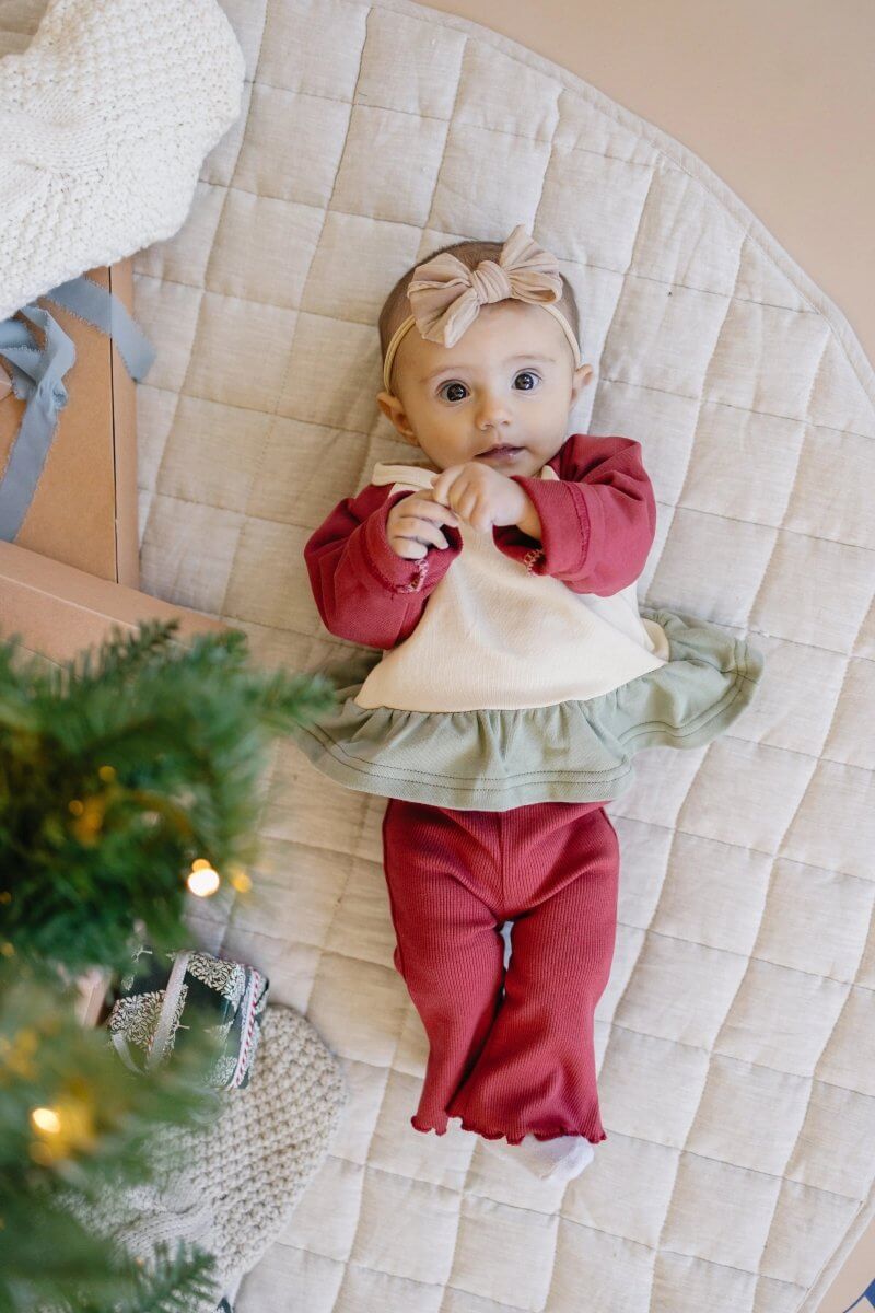 Little Joy Co. Ribbed Cotton Flared Leggings - Red Valentine's Coordinating - Everetts Place Boutique - 