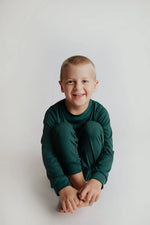 Three Little Tots Ribbed Forest Green Jammies - 