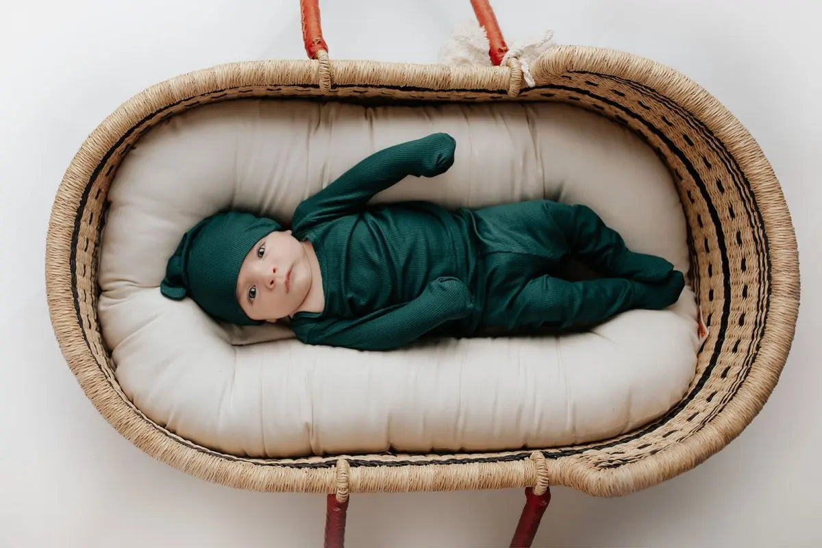 Three Little Tots Ribbed Forest Green Jammies - 