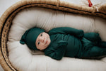 Three Little Tots Ribbed Forest Green Jammies - 