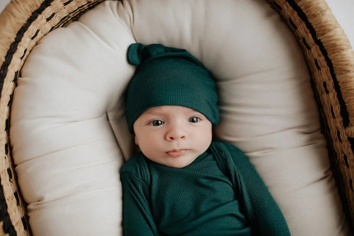 Three Little Tots Ribbed Forest Green Jammies - 