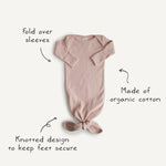 Mushie Ribbed Knotted Baby Gown and Beanie Set Made with Organic Cotton - Apparel & Accessories > Clothing > Baby & Toddler Clothing > Baby & Toddler Sleepwear Baby Clothes