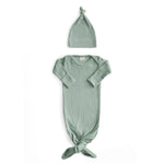 Organic Cotton Rib Knit Knotted Gown and Beanie Set by Mushie