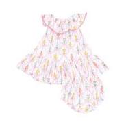 Circle Neck Ruffle Dress and Bloomer Ribbon Bouquets by Angel Dear Organic Cotton Muslin Angel Dear