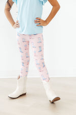 Mila & Rose Ribbons & Rodeos baby leggings with Western print.