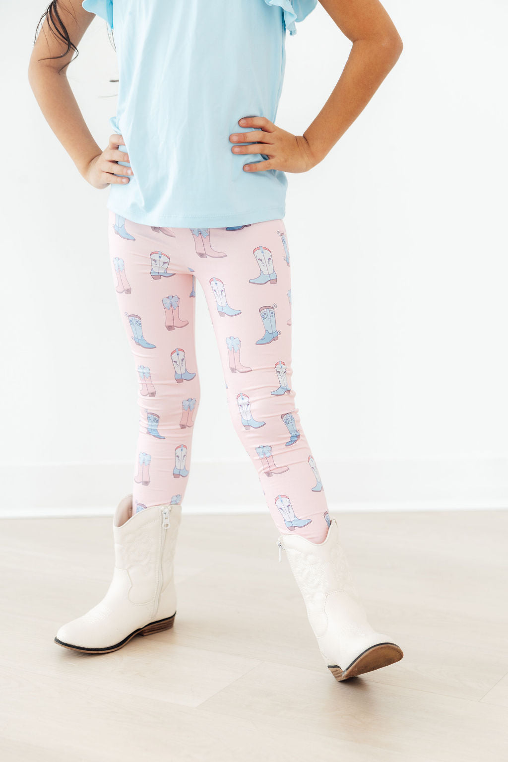 Mila & Rose Ribbons & Rodeos baby leggings with Western print.