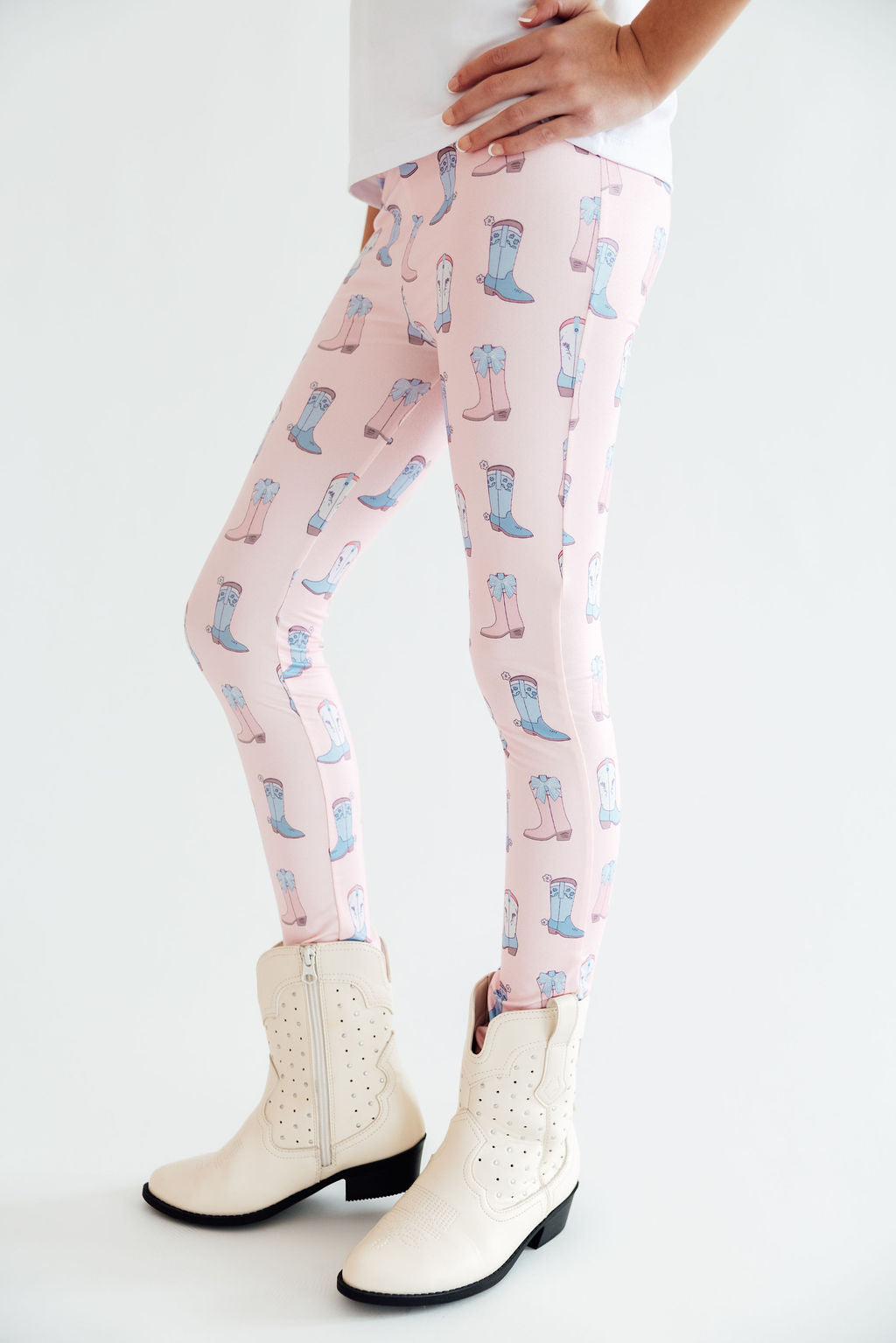 Mila & Rose Ribbons & Rodeos baby leggings with Western print.