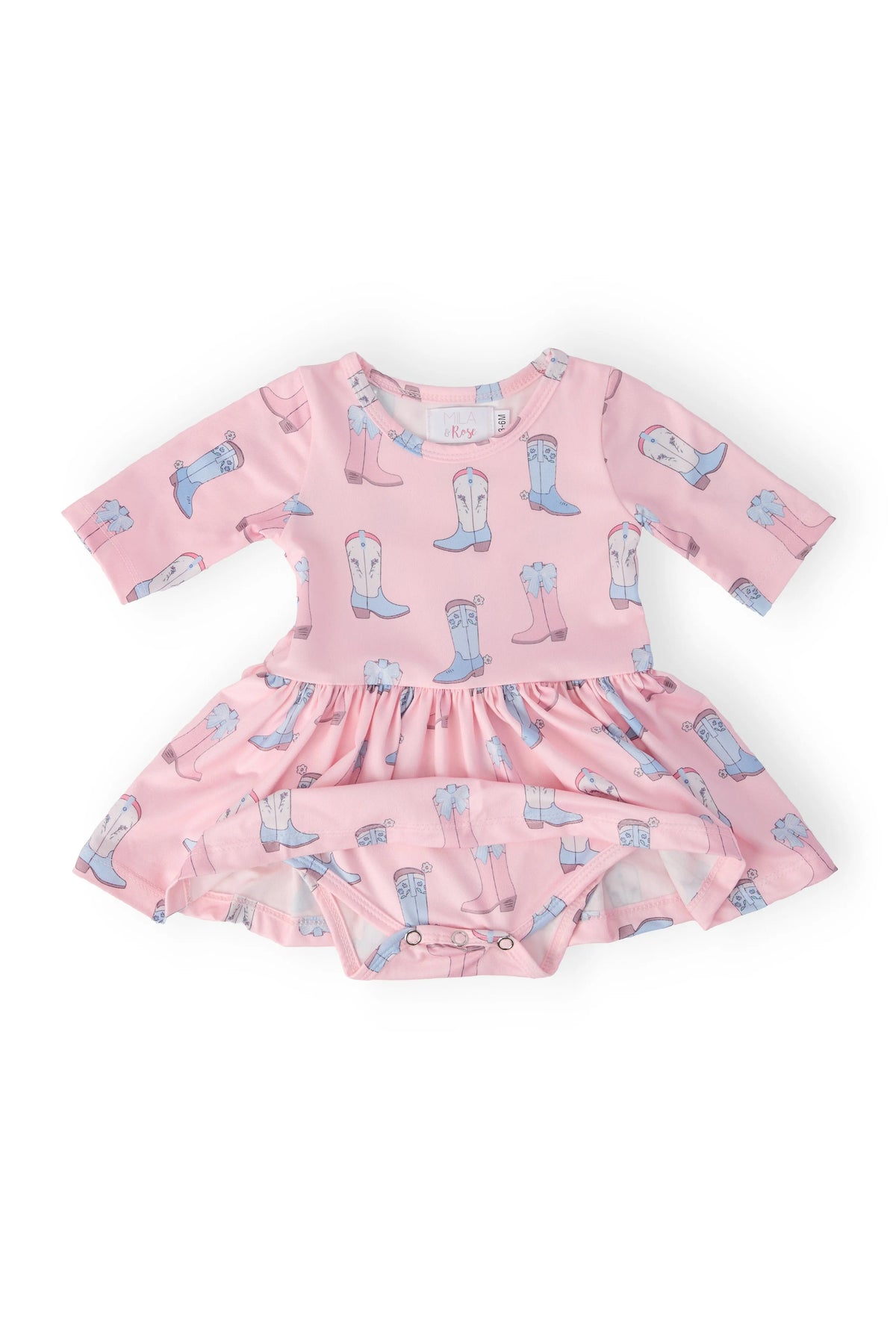 Mila & Rose ® Ribbons & Rodeos 3/4 Sleeve Twirl Bodysuit - 