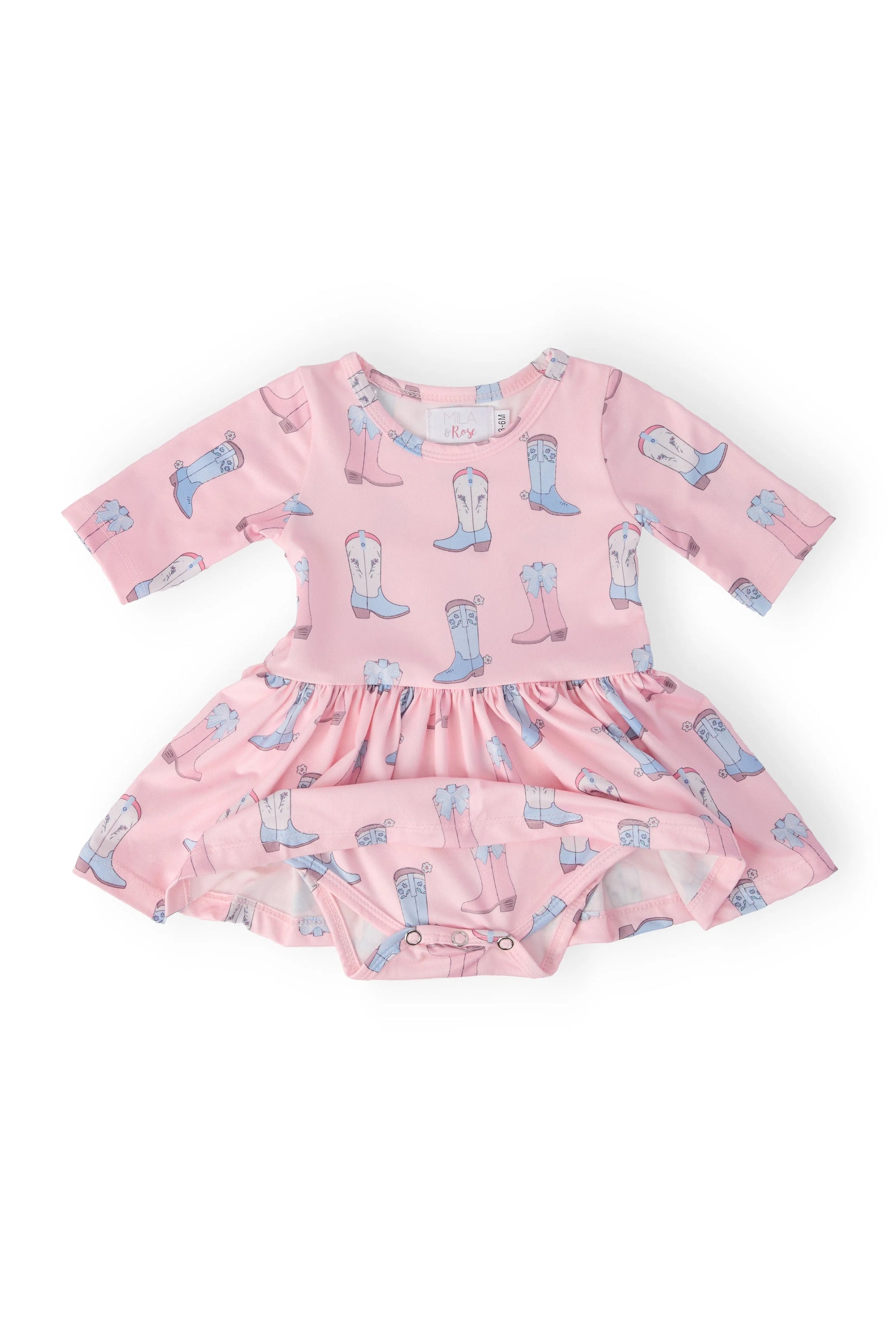 Mila & Rose ® Ribbons & Rodeos 3/4 Sleeve Twirl Bodysuit - 
