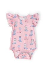 Mila & Rose ® Ribbons & Rodeos S/S Flutter Bodysuit - 
