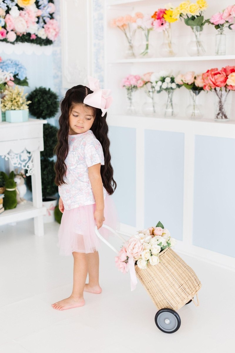 Mila & Rose ® Ribbons and Roses Ruffle Pocket Tee for Girls Casual - Everetts Place Boutique - 