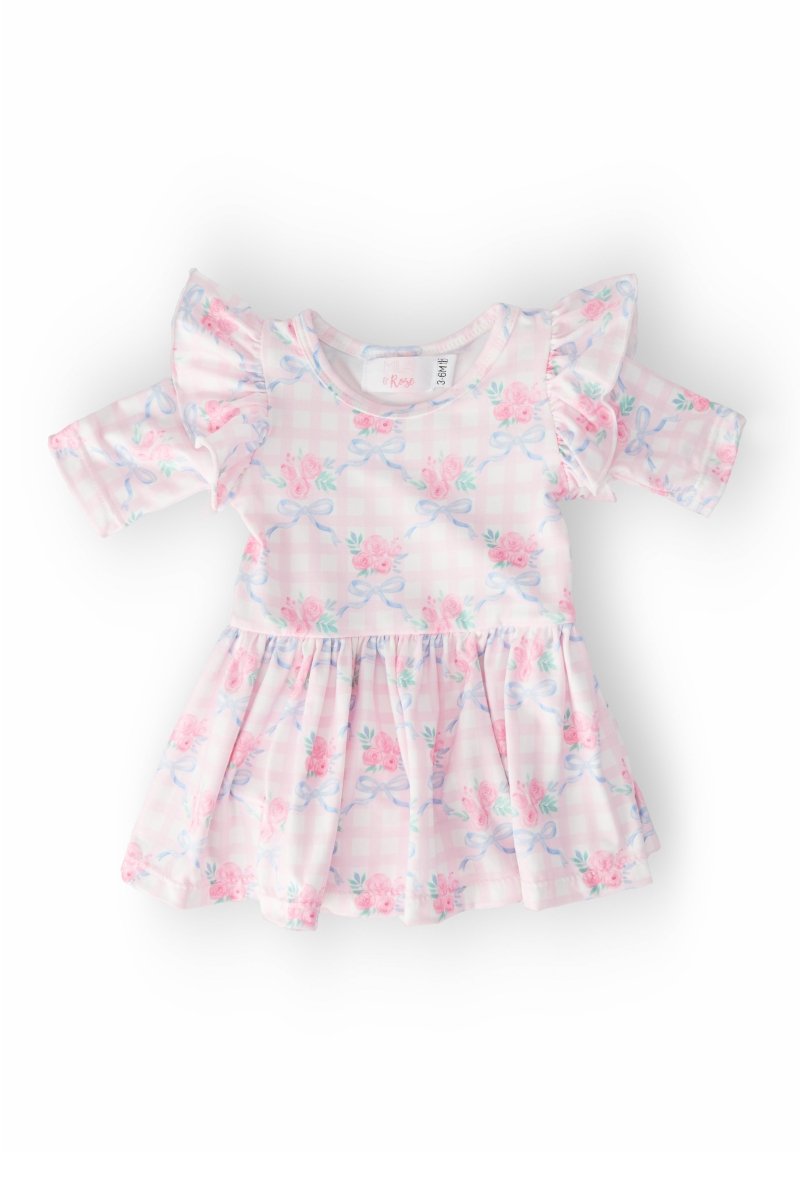 Mila & Rose ® Ribbons and Roses Twirl Bodysuit Three Quarter Sleeve - Everetts Place Boutique - 