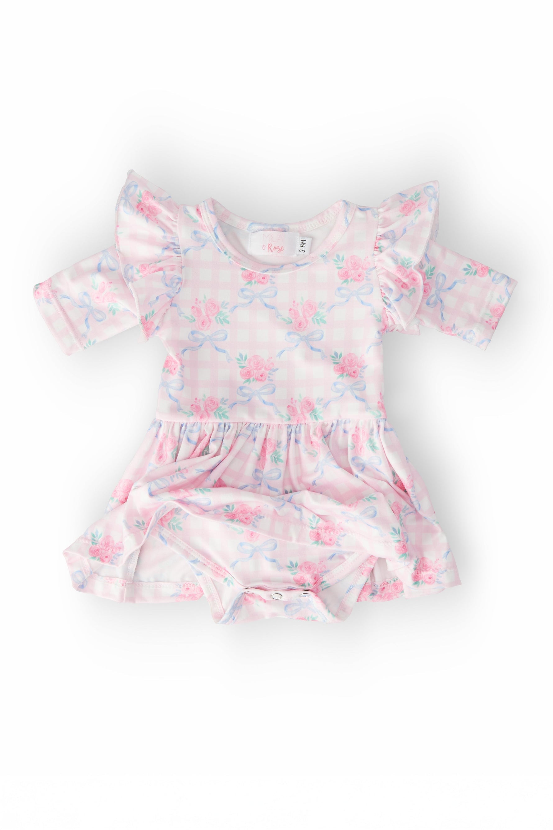 Ribbons and Roses Twirl Bodysuit Three Quarter Sleeve Mila & Rose ® Everetts Place: Online Boutique