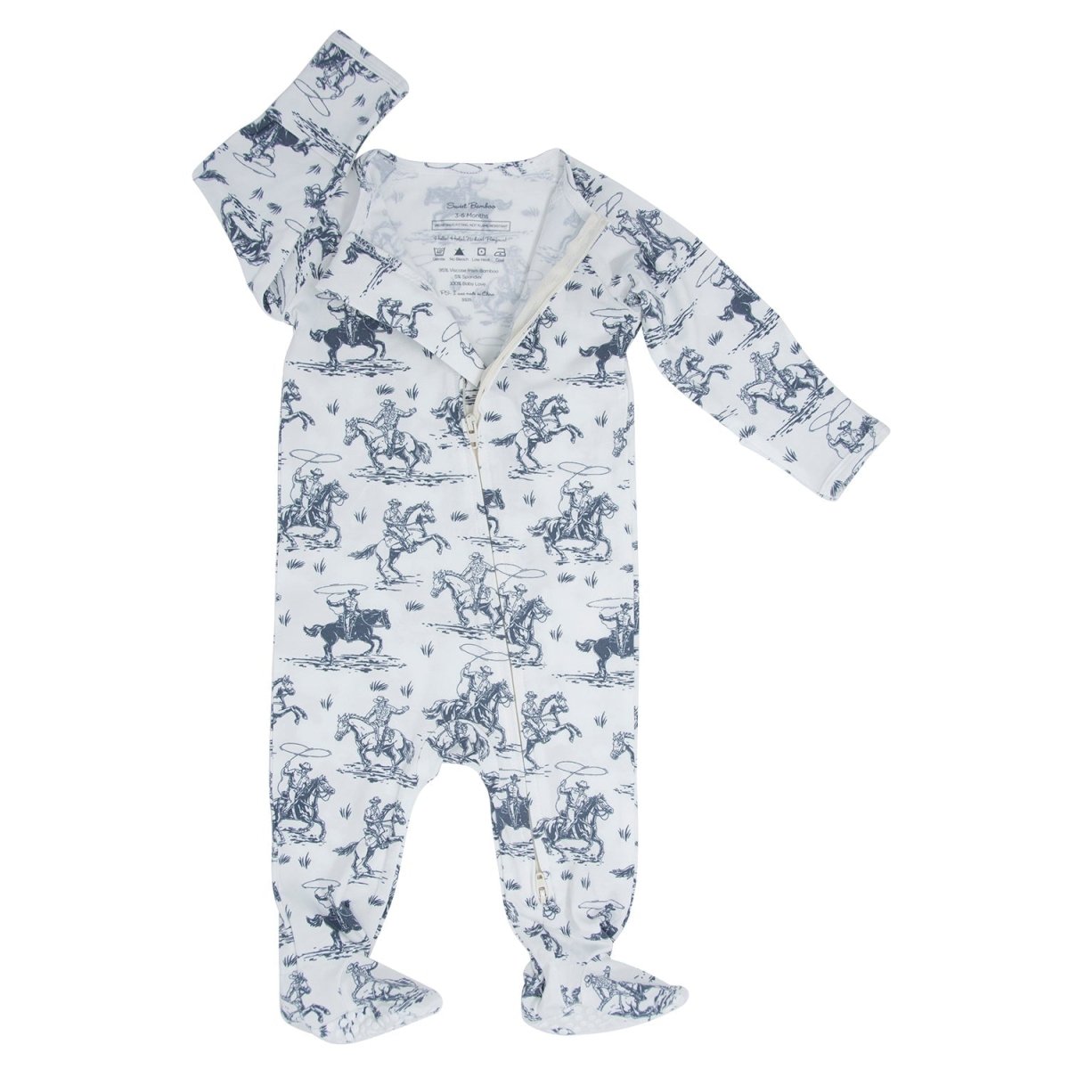 Sweet Bamboo Rips Ranch Zipper Footie for Babies Two Way Zip Easy Care - Everetts Place Boutique - 