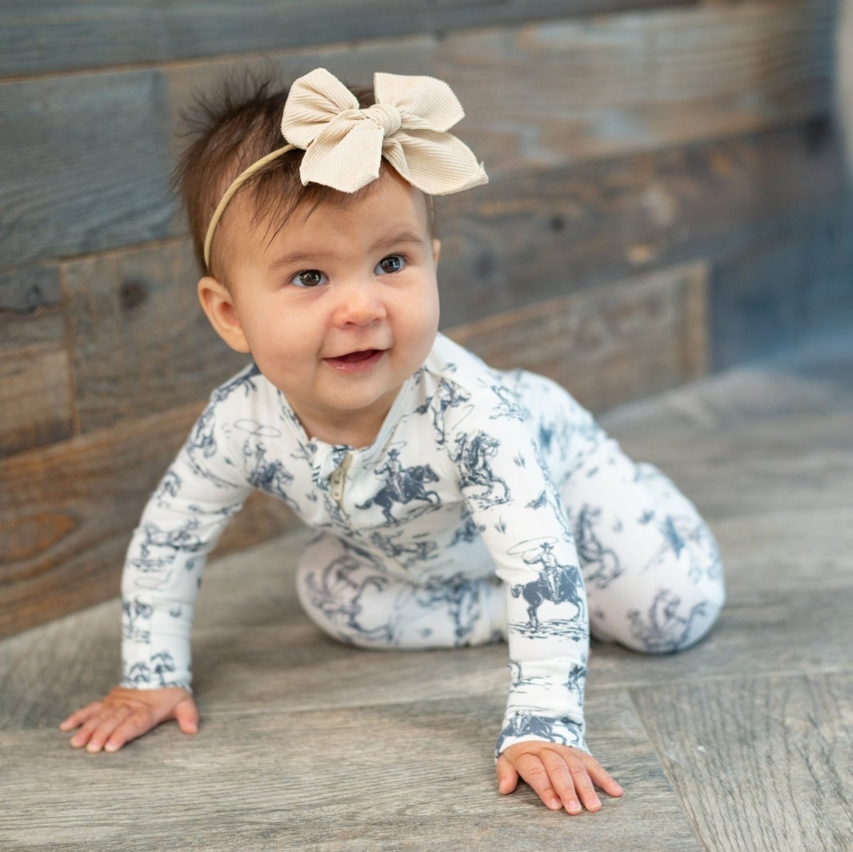 Sweet Bamboo Rips Ranch Zipper Footie for Babies Two Way Zip Easy Care - Everetts Place Boutique - 