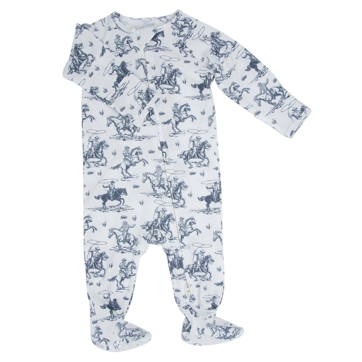 Sweet Bamboo Rips Ranch Zipper Footie for Babies Two Way Zip Easy Care - Everetts Place Boutique - 