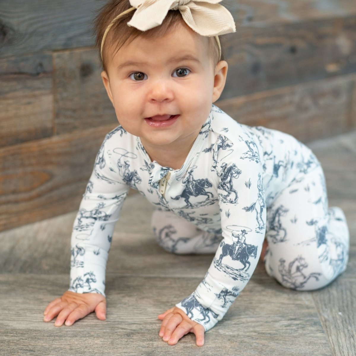 Sweet Bamboo Rips Ranch Zipper Footie for Babies Two Way Zip Easy Care - Everetts Place Boutique - 