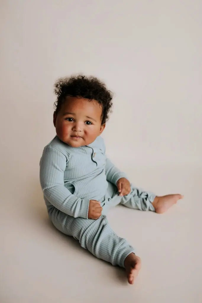 Three Little Tots Robbins Egg Baby Ribbed Playsuit with pockets - 