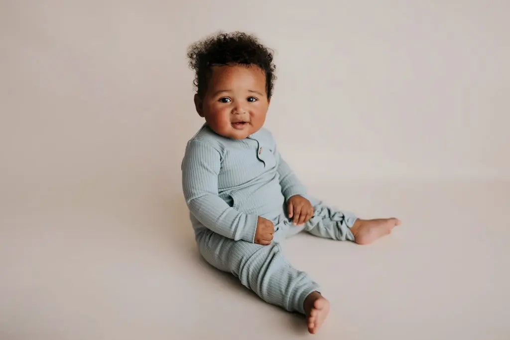 Three Little Tots Robbins Egg Baby Ribbed Playsuit with pockets - 