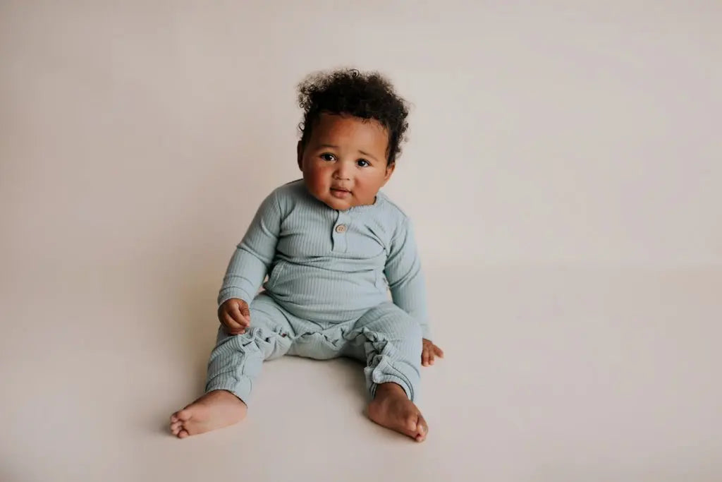 Three Little Tots Robbins Egg Baby Ribbed Playsuit with pockets - 