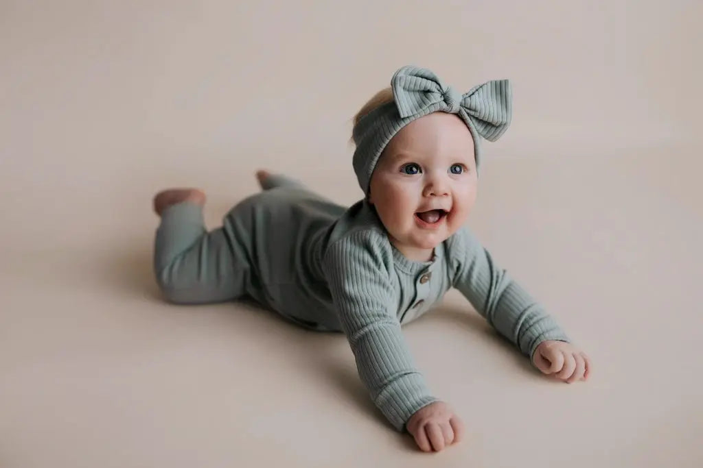 Three Little Tots Robbins Egg Baby Ribbed Playsuit with pockets - 
