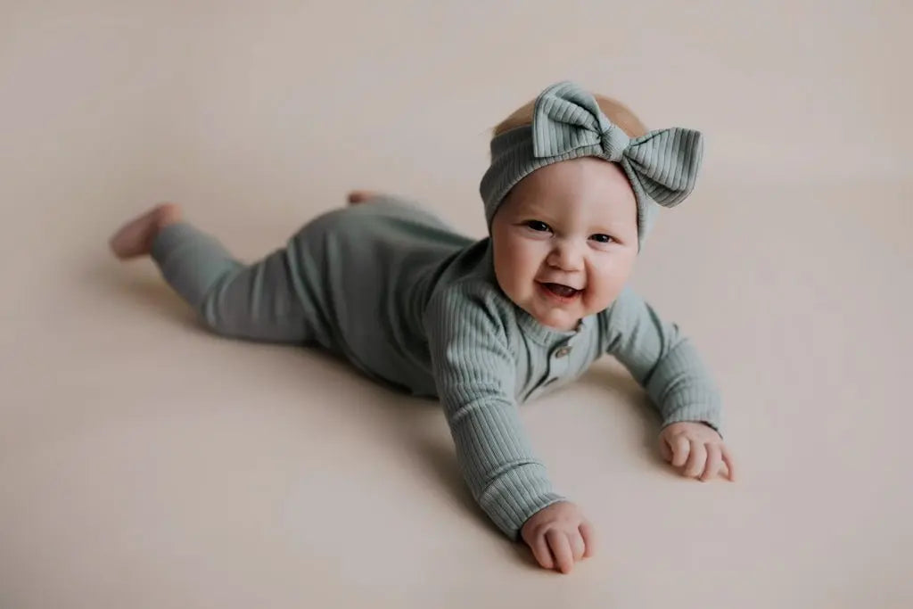 Three Little Tots Robbins Egg Baby Ribbed Playsuit with pockets - 