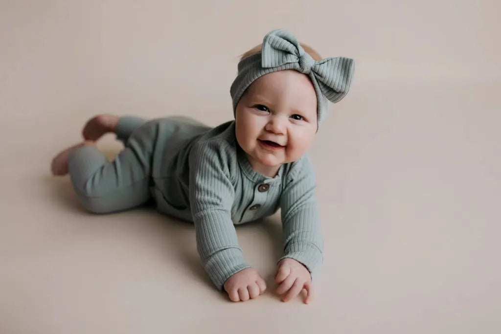 Three Little Tots Robbins Egg Baby Ribbed Playsuit with pockets - 