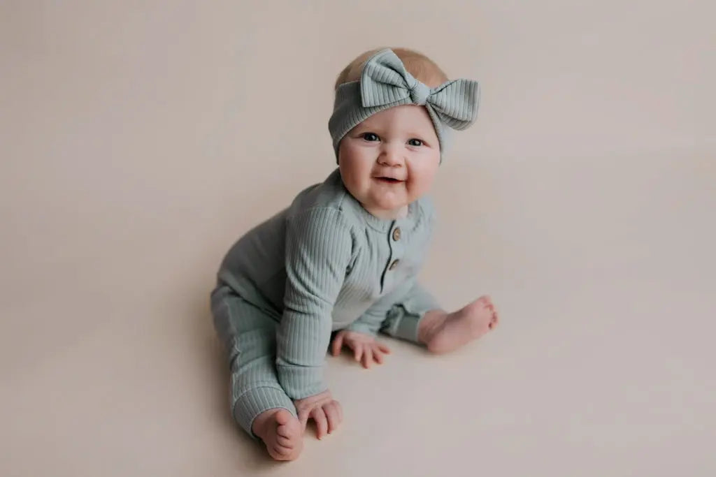 Three Little Tots Robbins Egg Baby Ribbed Playsuit with pockets - 