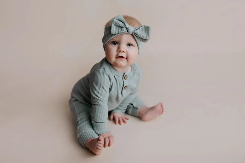 Three Little Tots Robbins Egg Baby Ribbed Playsuit with pockets - 