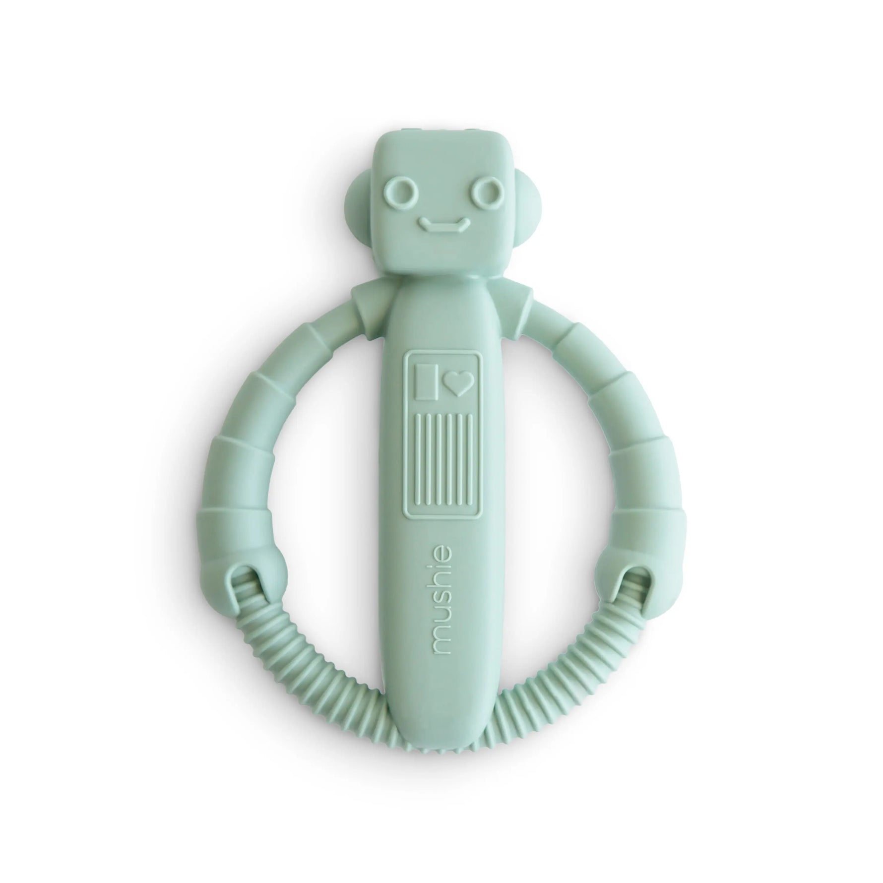 Mushie Robot Rattle Teether Silicone Toy for Babies with Built-In Rattle and Easy Grip Handles - Baby & Toddler > Baby Health > Pacifiers & Teethers > Teethers teether