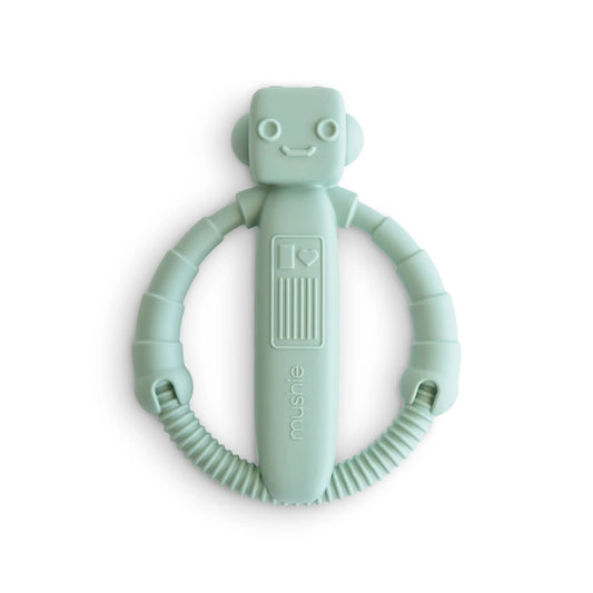 Robot Rattle Teether Silicone Toy for Babies with Built-In Rattle and Easy Grip Handles Mushie Everetts Place: Online Boutique