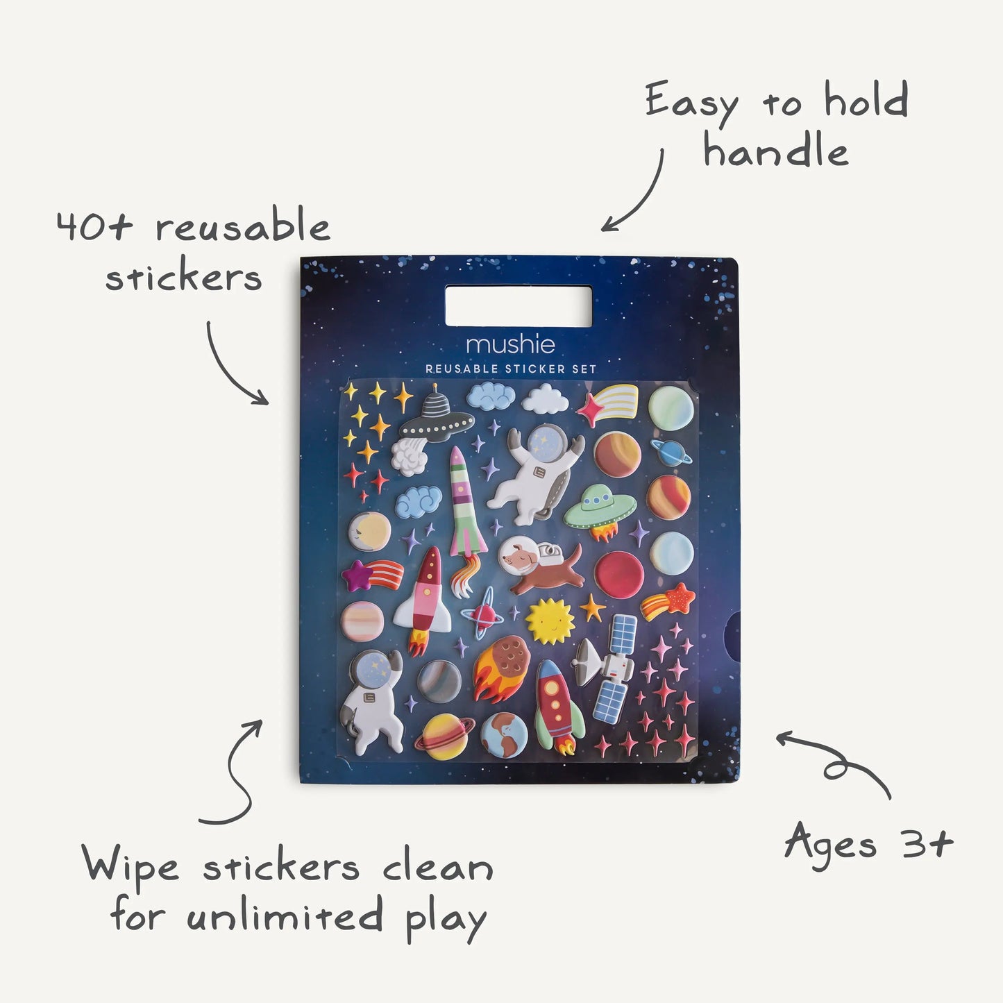 Reusable Space Sticker Set for Imaginative Storytelling and Creative Play Mushie
