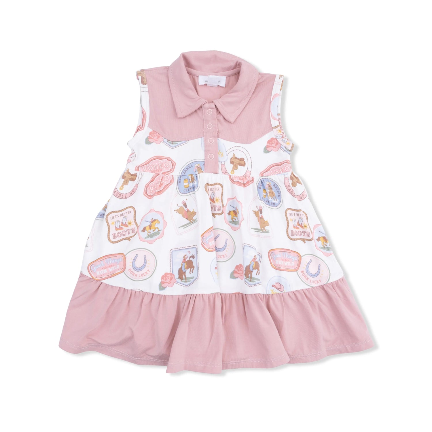 Rodeo Patches Pink Cowboy Bodysuit Dress For Babies Angel Dear 