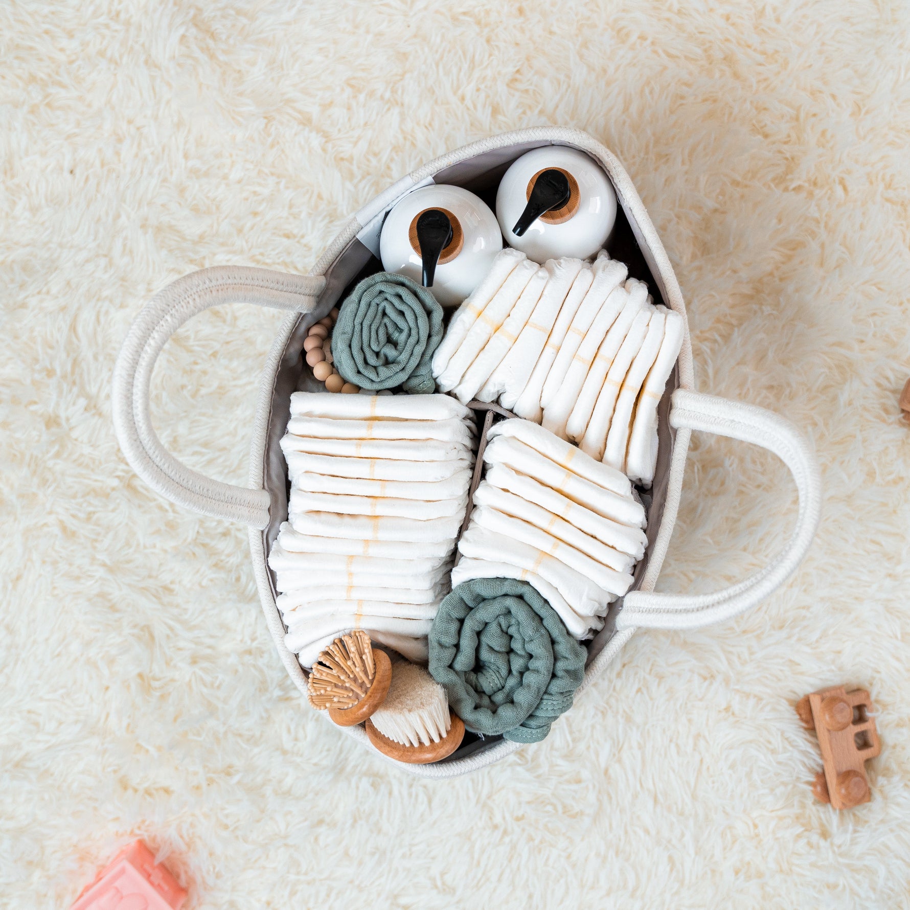 Rope Diaper Caddy Blush For Nursery Organization Comfy Cubs Comfy Cubs Everetts Place: Online Boutique